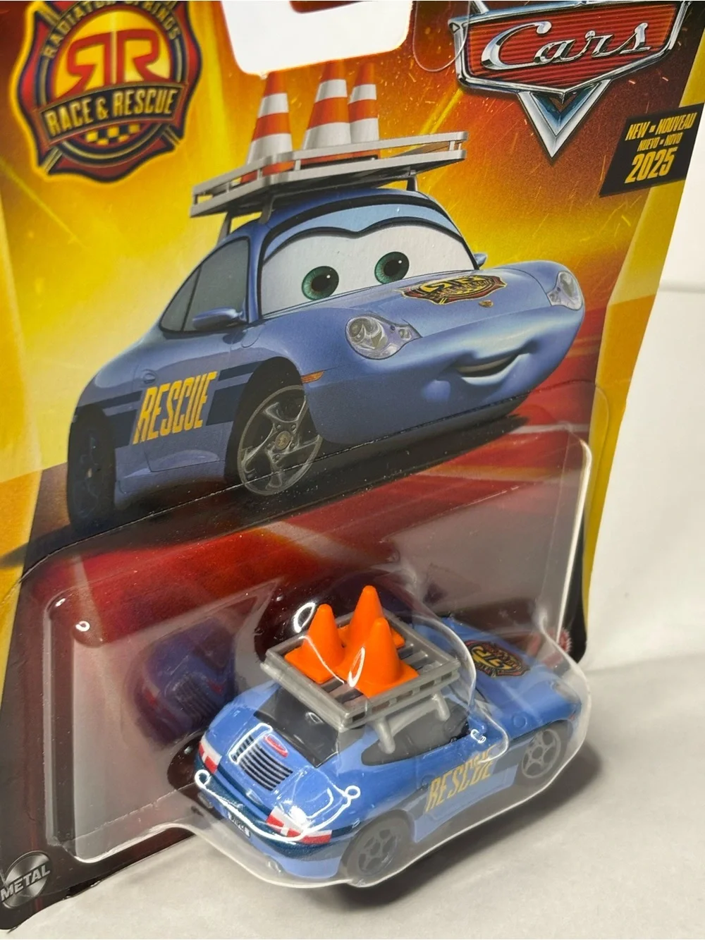 Disney Pixar Cars SALLY Race & Rescue Diecast Porsche Car with cones Mattel NEW